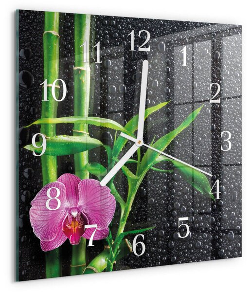 Skleněné hodiny Bambusové lázně zskb-30x30-00085733