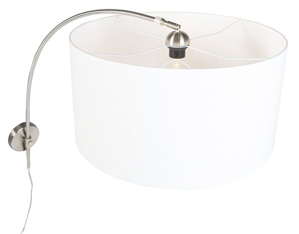 Moderní nástěnná oblouková lampa ocel s bílým stínítkem 50/50/25 nastavitelná