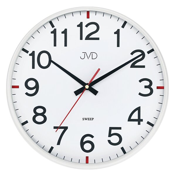 JVD Pastelové bílé přehledné tiché netikající hodiny JVD HX2508.1