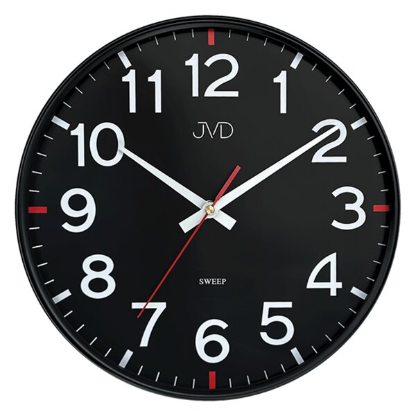 JVD Pastelové černé čitelné tiché netikající hodiny JVD HX2508.2