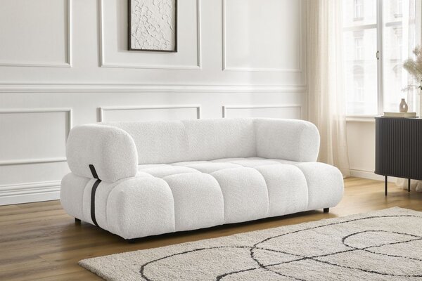 -25 % Dny MOMENTI– Bobochic Paris Bílá bouclé dvoumístná pohovka Alya 212 cm