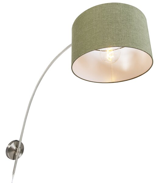 Nástěnná oblouková lampa ocelová s stínítkem zelená 35/35/20 nastavitelná
