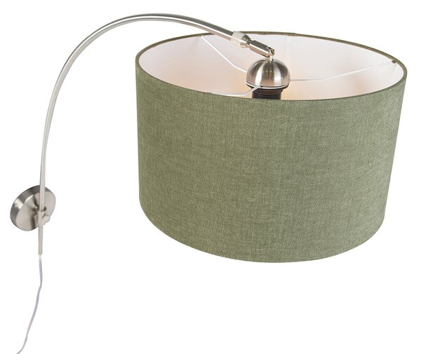Nástěnná oblouková lampa ocelová s stínítkem zelená 35/35/20 nastavitelná