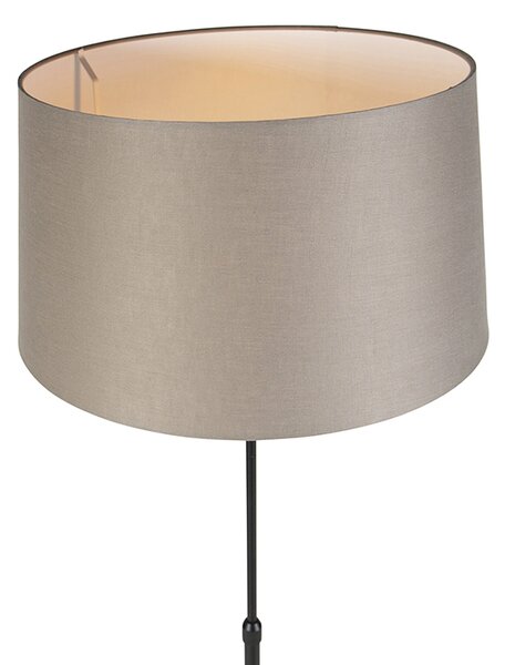 Stojací lampa černá s lněným stínítkem taupe 45 cm nastavitelná - Parte