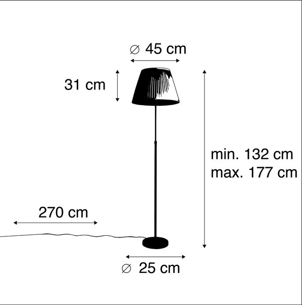 Stojací lampa černá s plisovaným stínítkem krémová 45 cm nastavitelná - Parte