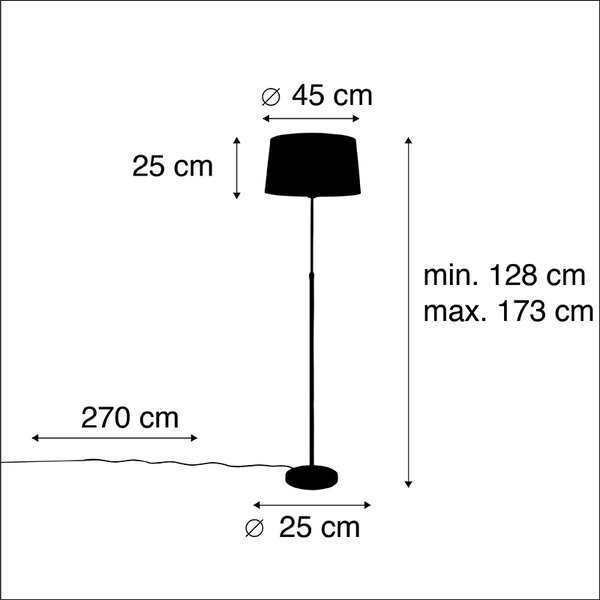 Stojací lampa černá s černým stínítkem 45 cm nastavitelná - Parte