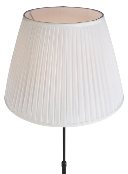 Stojací lampa černá s plisovaným stínítkem krémová 45 cm nastavitelná - Parte