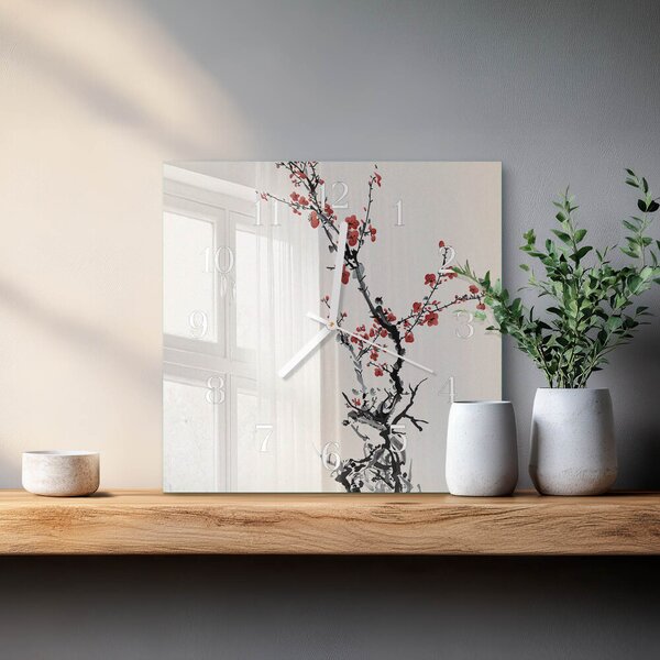 Skleněné hodiny Květiny zskb-30x30-00084912