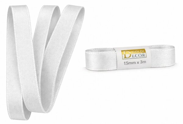 Stuha taftová PURE WHITE bílá 15mm x 3m (5,-Kč/m)