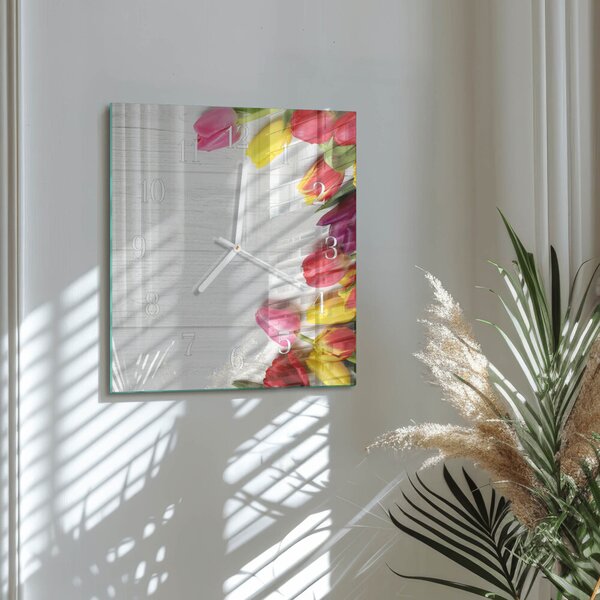 Skleněné hodiny Tulipány zskb-30x30-00087300