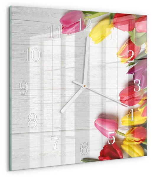 Skleněné hodiny Tulipány zskb-30x30-00087300
