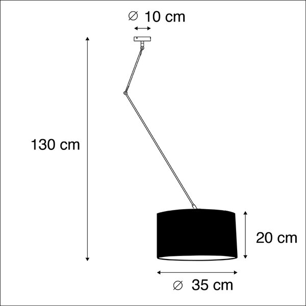 Závěsné svítidlo černé s sametovým stínítkem černým se zlatem 35 cm - Blitz