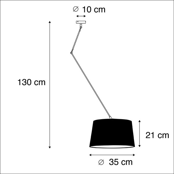 Závěsné svítidlo černé s plisovaným stínítkem 35 cm krémové - Blitz