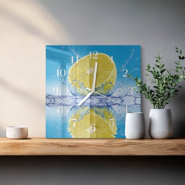 Skleněné hodiny Citronová zskb-30x30-00085653
