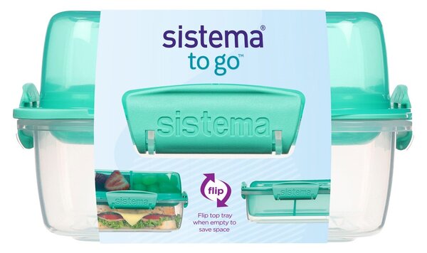 Sistema Dělený svačinový box To Go LunchStack Square 1,24 l, zelená