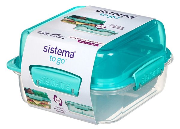 Sistema Dělený svačinový box To Go LunchStack Square 1,24 l, zelená