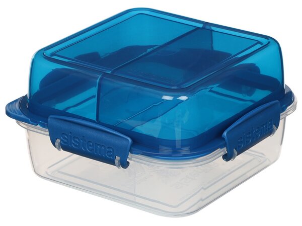 Sistema Dělený svačinový box To Go LunchStack Square 1,24 l, modrá