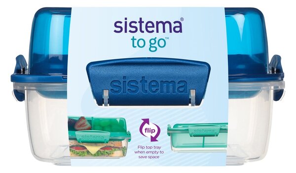 Sistema Dělený svačinový box To Go LunchStack Square 1,24 l, modrá