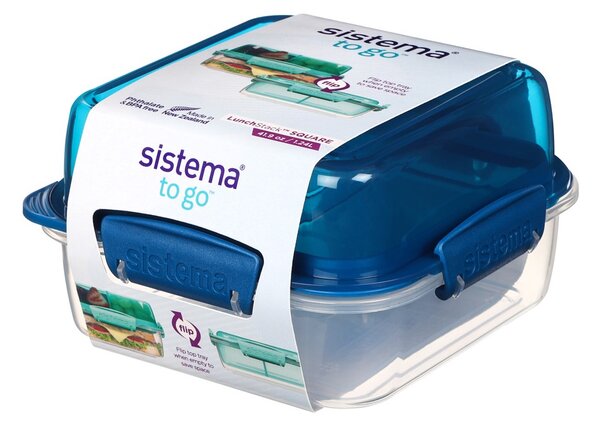 Sistema Dělený svačinový box To Go LunchStack Square 1,24 l, modrá
