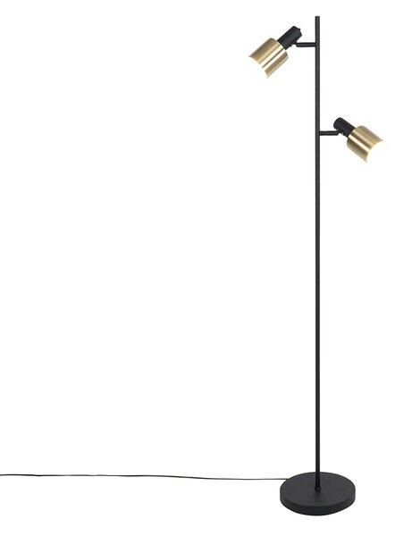 Chytrá stojací lampa černá se zlatem včetně 2 Wifi A60 - Stijn