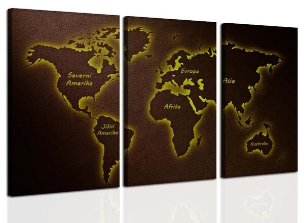 Malvis Třídílný obraz mapa světa III. Velikost: 90x70 cm