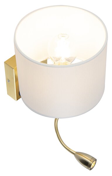 Zlatá nástěnná lampa USB s bílým stínítkem - Brescia Combi