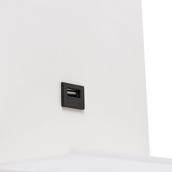 Moderní nástěnná lampa bílá s USB a flexibilním ramenem - Flero