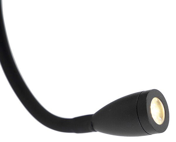 Moderní nástěnné svítidlo černé s USB a flexibilním ramenem - Flero
