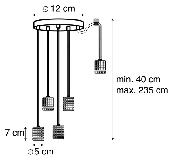 Designové závěsné svítidlo černé 5-světlo - Cavalux