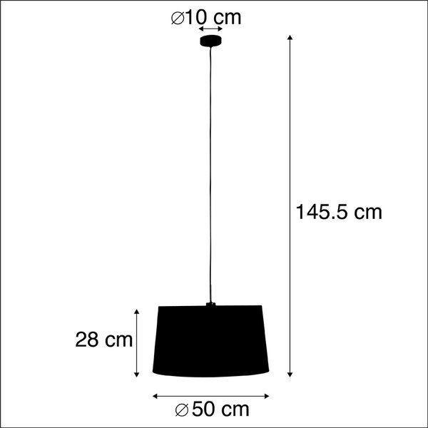 Závěsné svítidlo s bavlněným stínítkem černým a zlatým 50 cm - Combi
