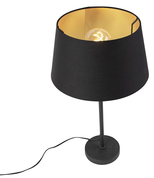 Stolní lampa černá s stínidlem černým se zlatem 35 cm - Parte