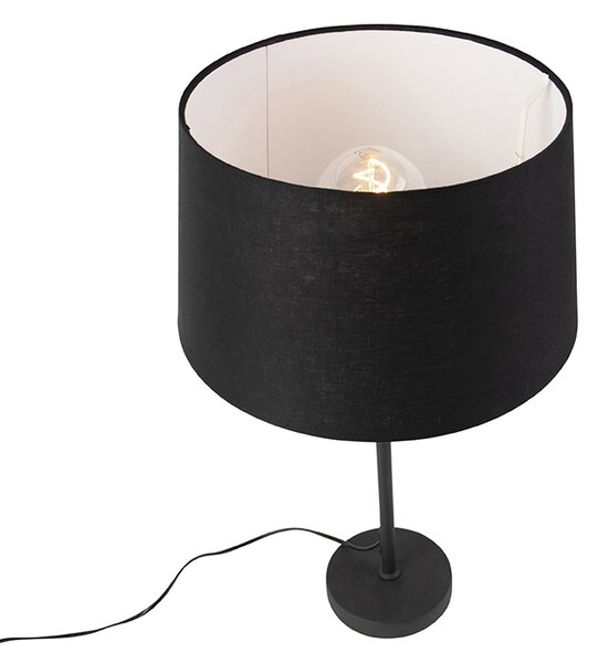 Stolní lampa černá s lněným stínítkem černým 35 cm nastavitelná - Parte