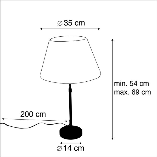 Stolní lampa černá s plisovaným stínítkem krémové barvy 35 cm nastavitelná - Parte