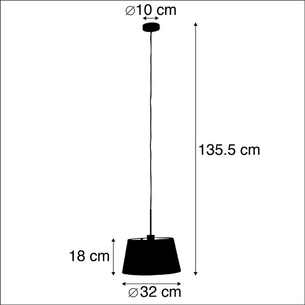 Závěsné svítidlo s bavlněným stínítkem černým a zlatým 32 cm - Combi
