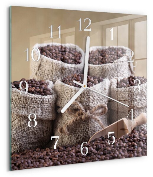 Skleněné hodiny Kávová zrna zskb-30x30-00085499
