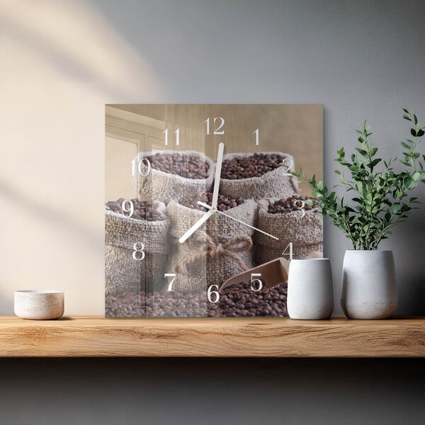 Skleněné hodiny Kávová zrna zskb-30x30-00085499