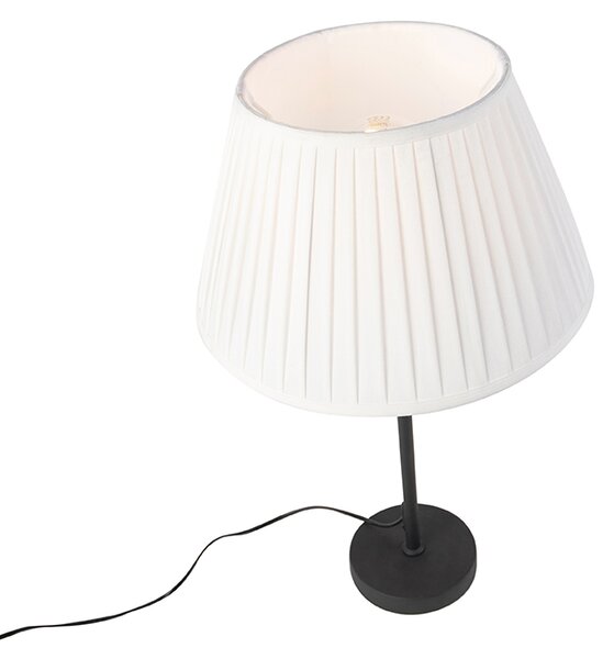 Stolní lampa černá s plisovaným stínítkem krémové barvy 35 cm nastavitelná - Parte