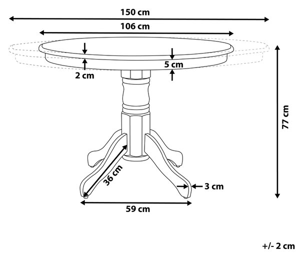 Rozkládací jídelní stůl AKRON Světlý jasan 106/150 cm 106 cm Dřevo