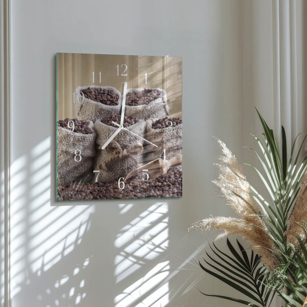 Skleněné hodiny Kávová zrna zskb-30x30-00085499