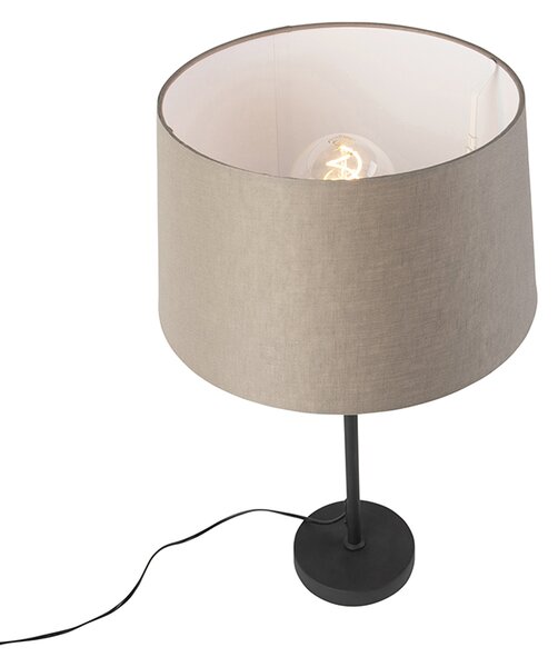 Stolní lampa černá s lněným stínítkem taupe 35 cm nastavitelná - Parte