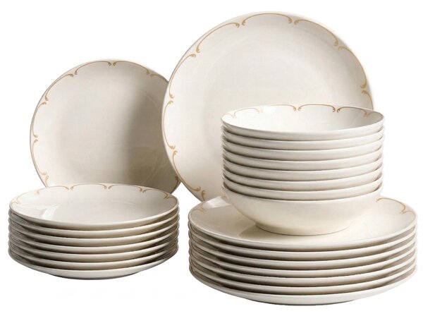 Sada 24 kusů nádobí CHAROLI Porcelán Bílá/Zlatá