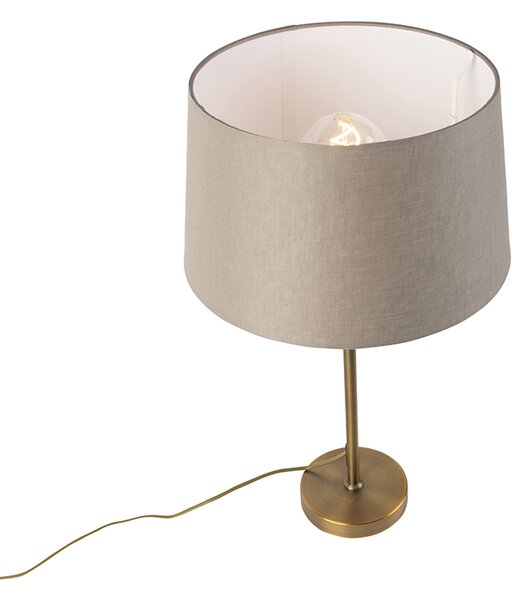 Stolní lampa bronzová s lněným stínítkem taupe 35 cm - Parte
