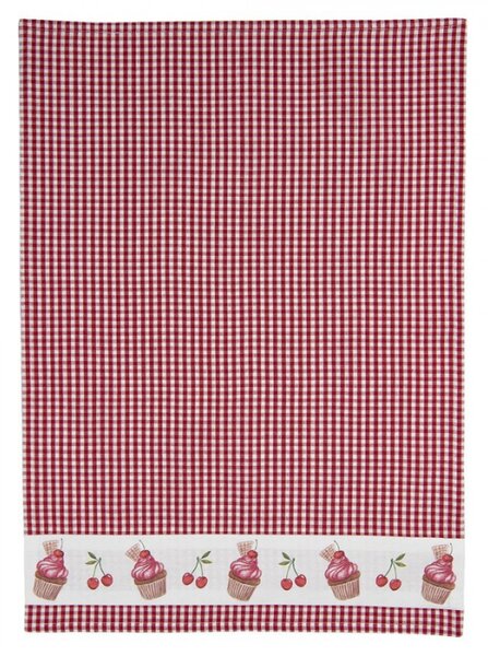 Kostičkovaná bavlněná utěrka Cherry Cupcake – 50x70 cm