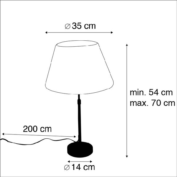 Stolní lampa bronzová s plisovaným stínítkem bílým 35 cm - Parte