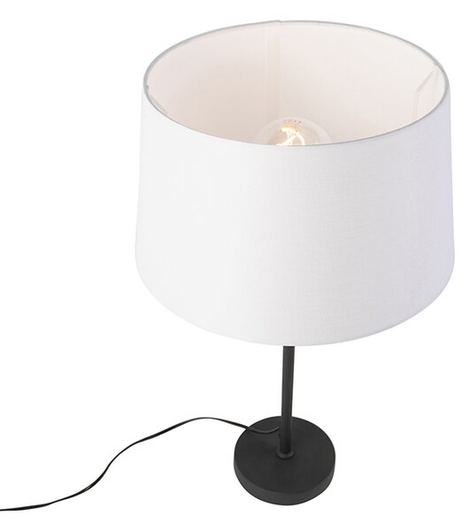 Stolní lampa černá s bílým lněným stínítkem 35 cm nastavitelná - Parte