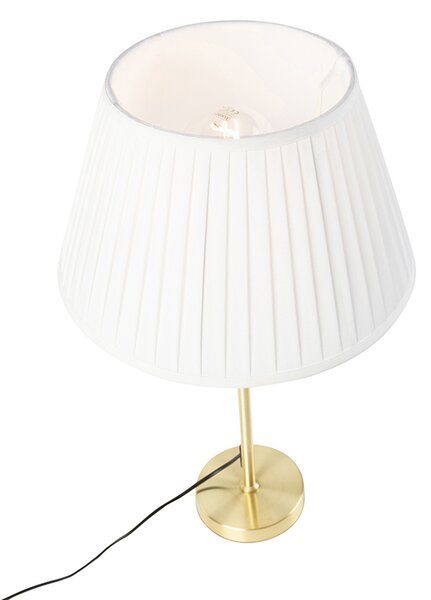 Stolní lampa zlatá/mosazná se stínidlem s řasením krémová 35 cm - Parte