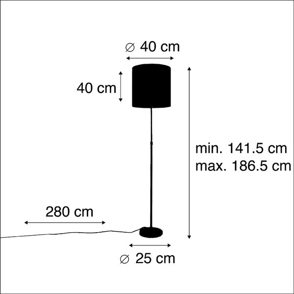 Stojací lampa zlatá/mosazná s růžovým sametovým stínítkem 40/40 cm - Parte