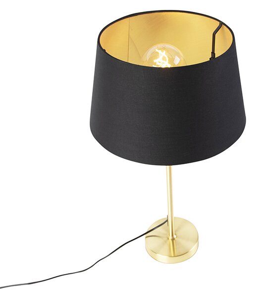 Stolní lampa zlatá/mosazná s stínítkem černým se zlatem 32 cm - Parte