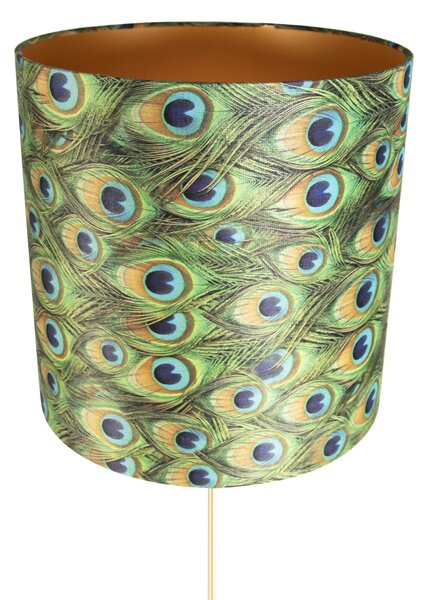 Stojací lampa zlatá/mosazná s sametovým stínítkem Peacock 40/40 cm - Parte