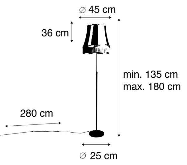 Stojací lampa bronzová s abajurem Granny krémová 45 cm nastavitelná - Parte